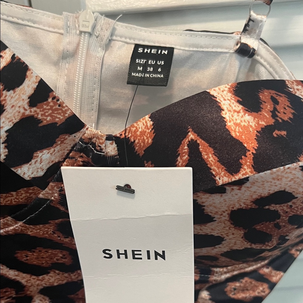 # 0714 + Leopard Print Spaghetti Strap Dress W/ WHT - Picture 3 of 6